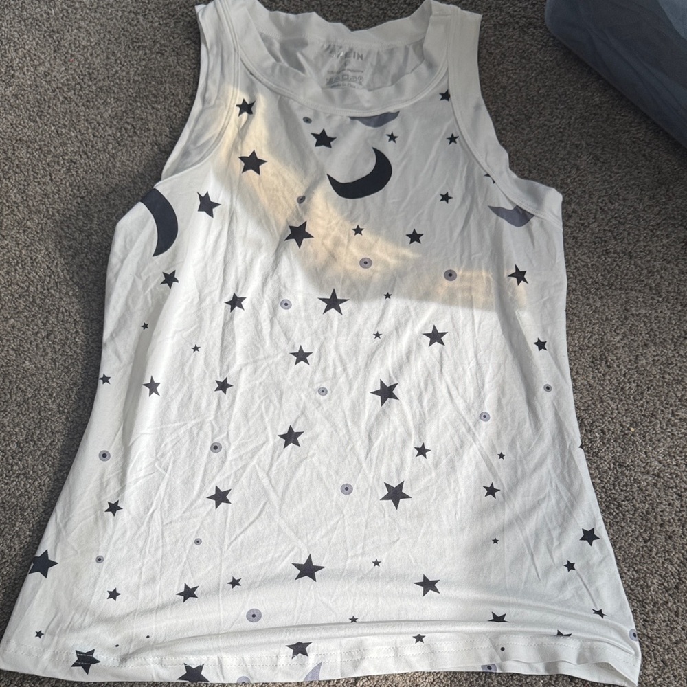 SHEIN Celestial Print Tank Top - White and Black